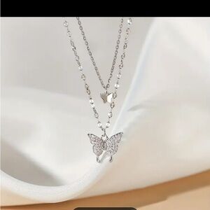 Elegant Silver Butterfly Pendant Necklace